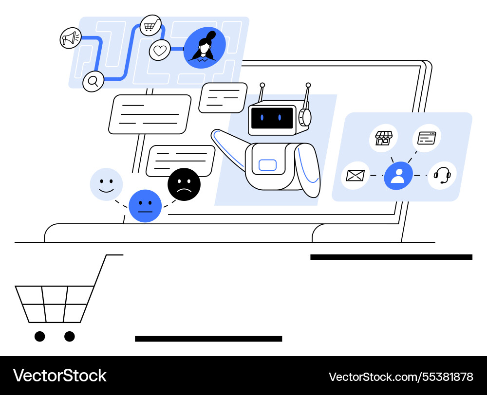 Ai chatbot assisting with messages emotions Ai chatbot assisting with messages emotions vector image