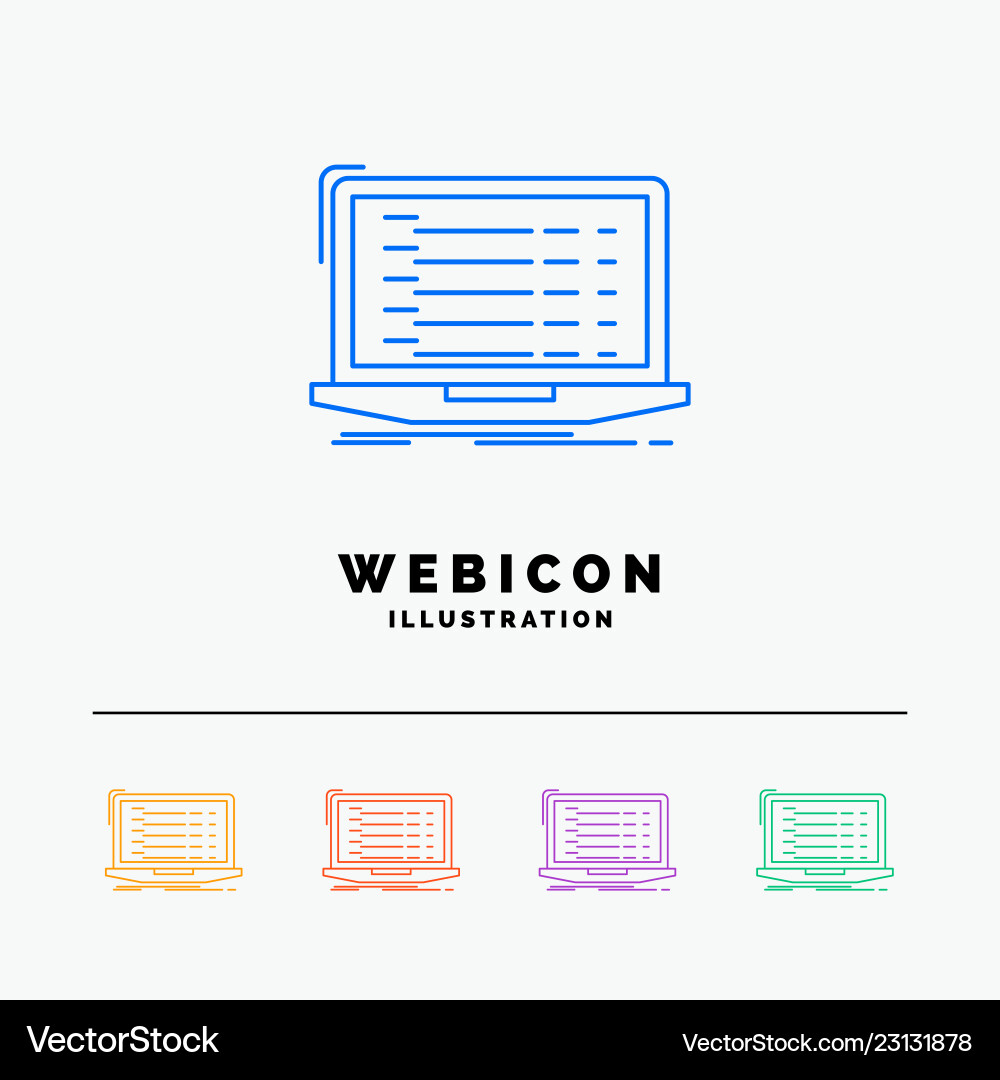 Api app coding developer laptop 5 color line web Api app coding developer laptop 5 color line web vector image