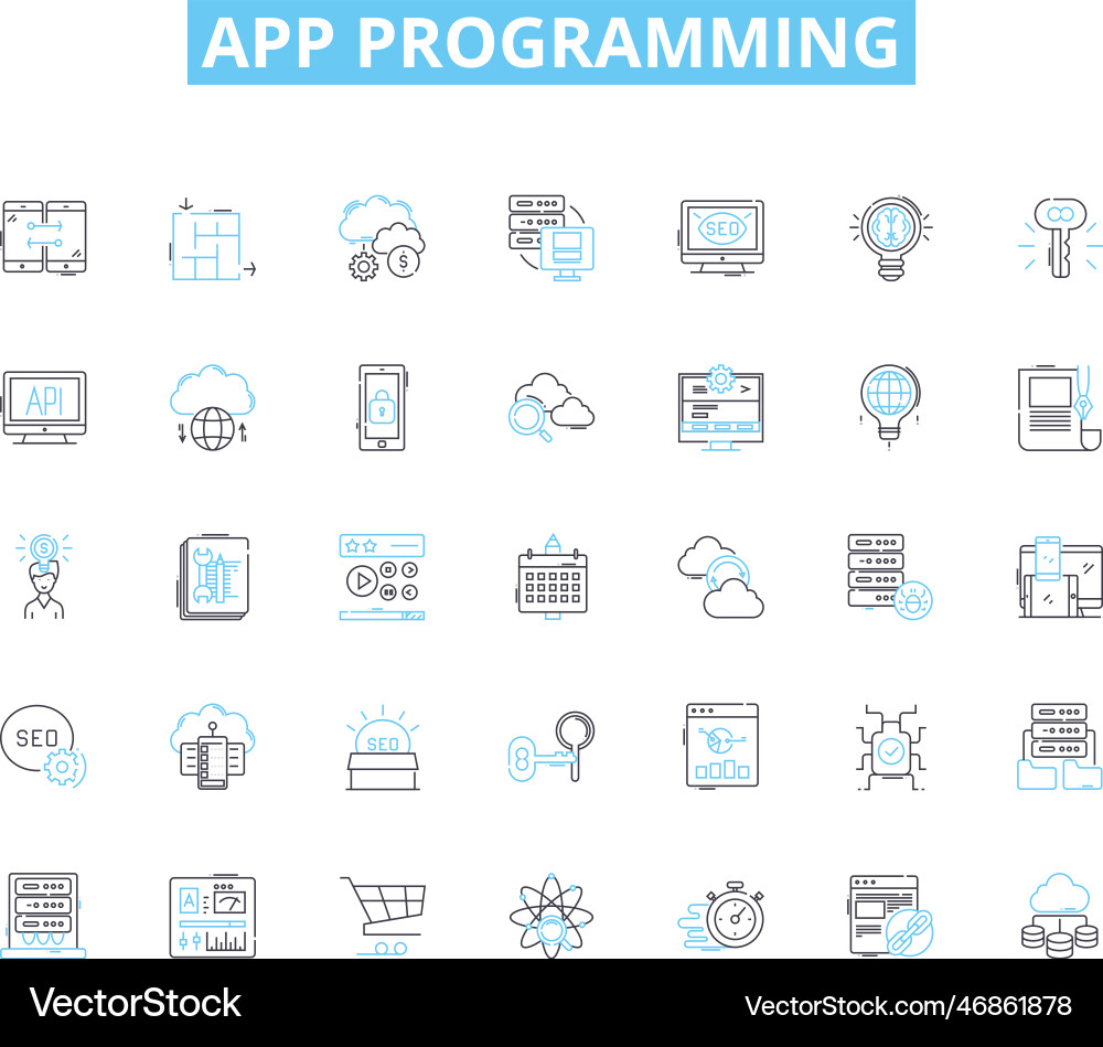 App programming linear icons set App programming linear icons set vector image