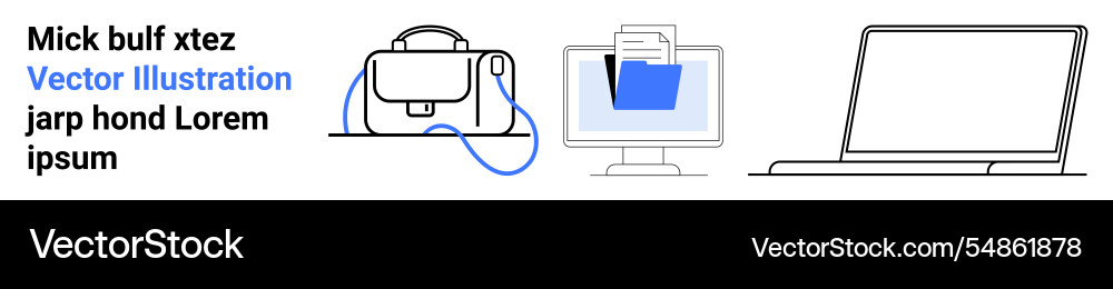 Business workspace concept with bag computer Vector Image