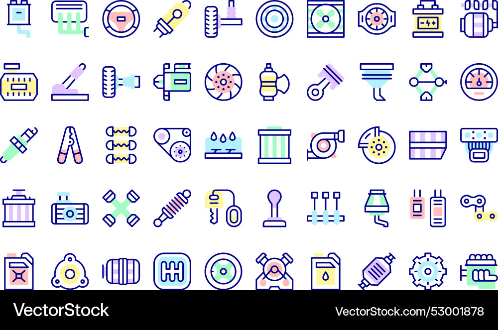 Car engine icons collection is a with editable Vector Image