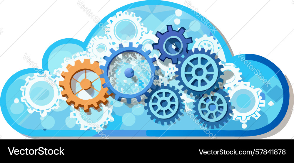 Cloud data processing ai solutions design vector image