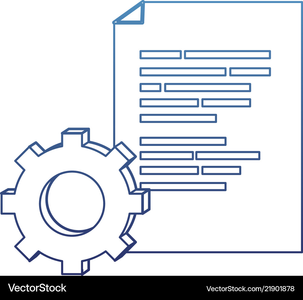 Degraded outline document with programming code Degraded outline document with programming code vector image