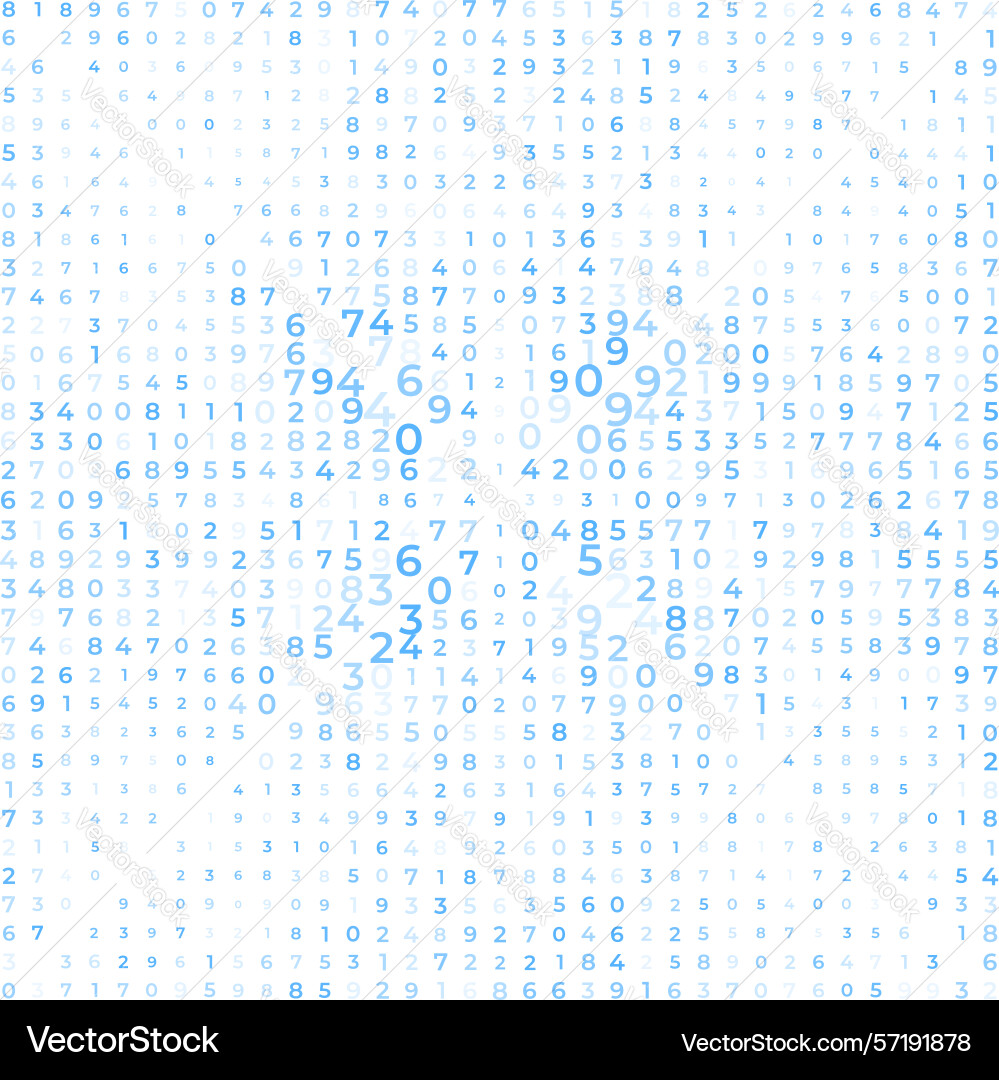 Digital data array lots numbers digits blue white vector image