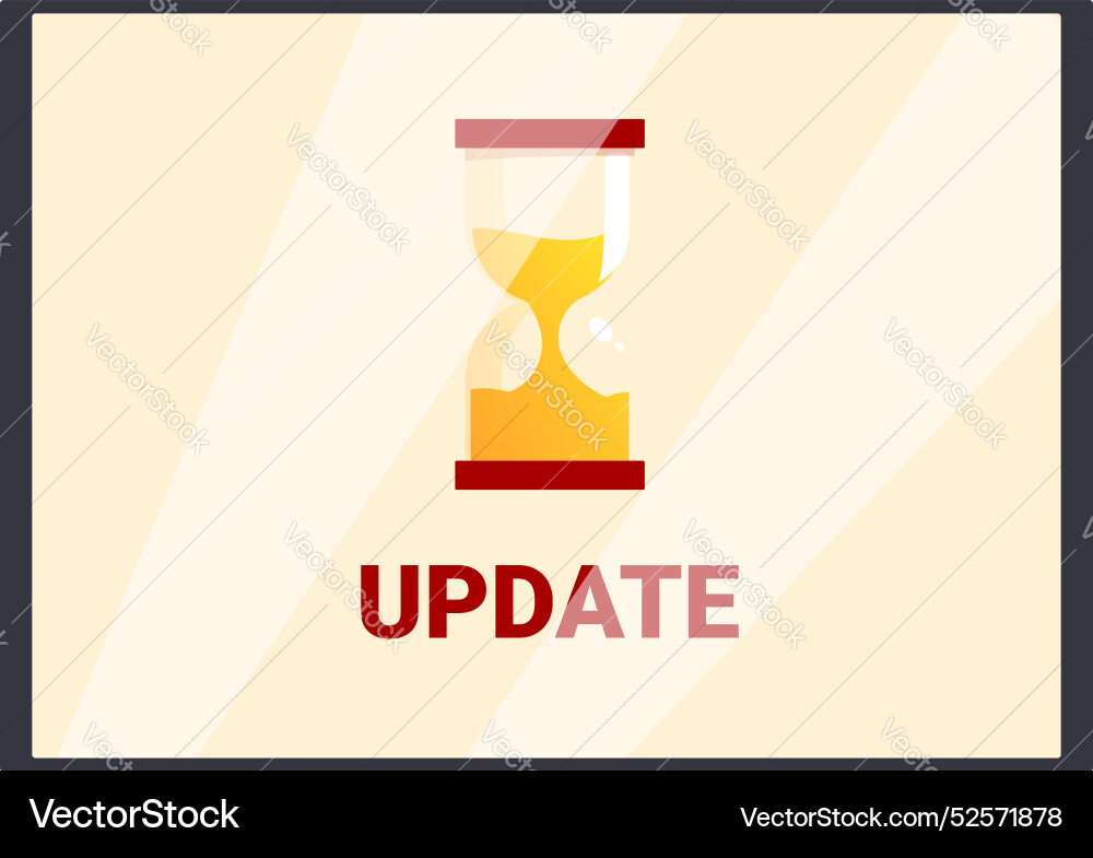 Hourglass displaying update status during software Hourglass displaying update status during software vector image