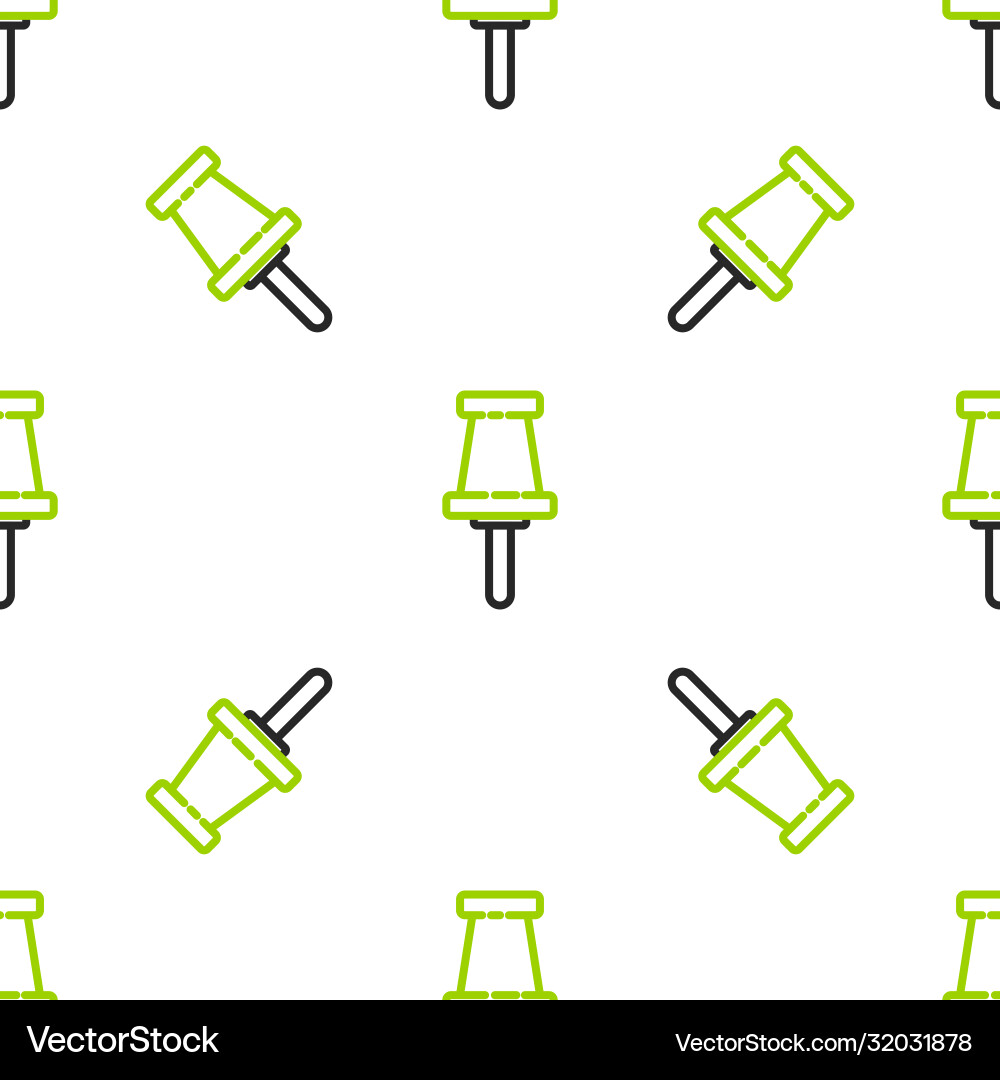 Line push pin icon isolated seamless pattern Vector Image