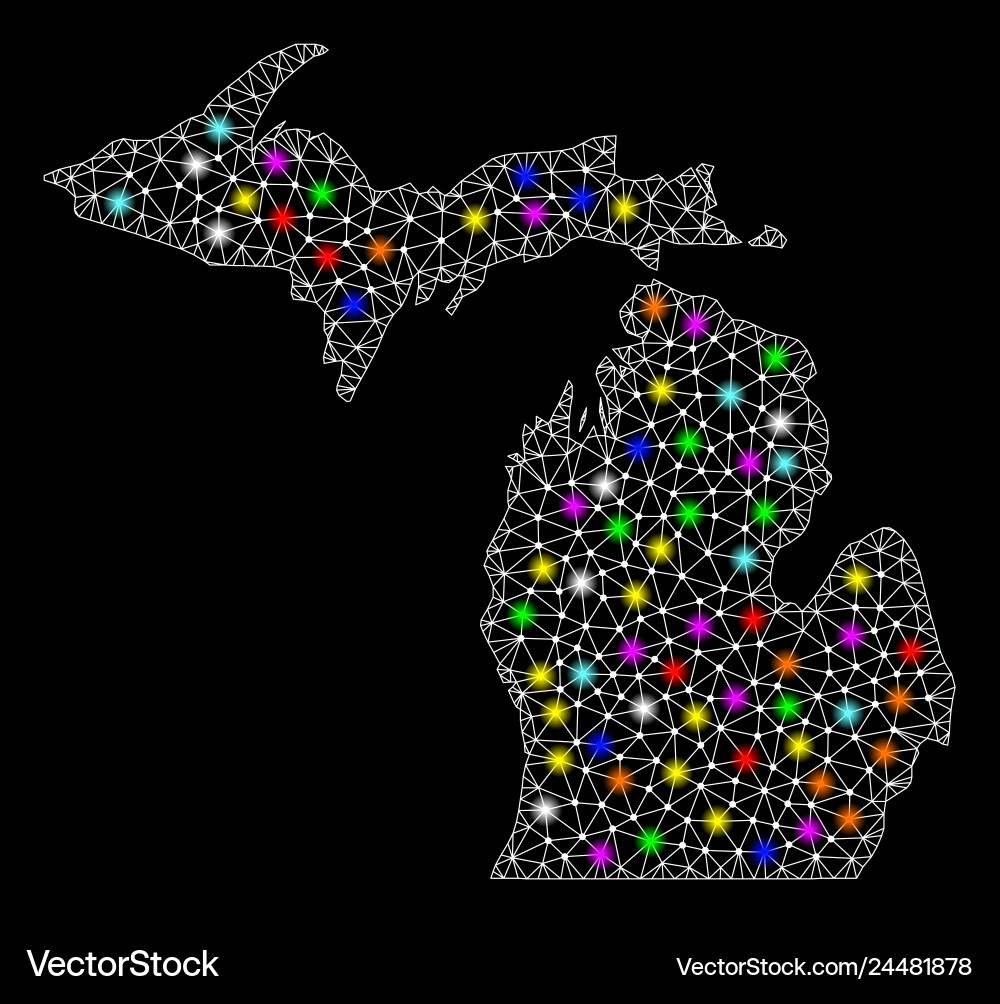Mesh network map of michigan state with colorful Mesh network map of michigan state with colorful Vector Image