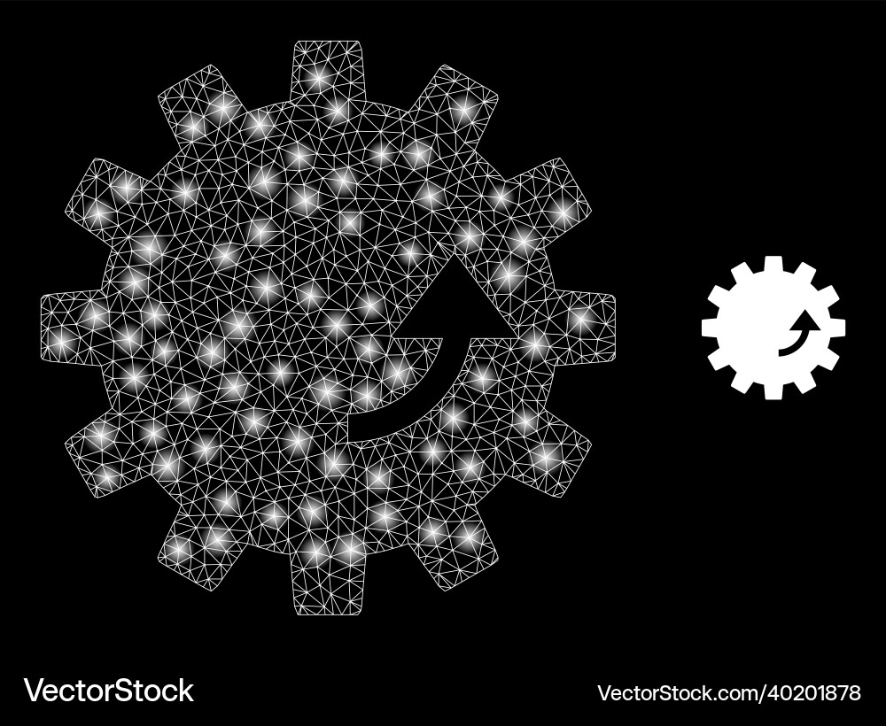 Mesh web gear rotation with shiny wire Mesh web gear rotation with shiny wire vector image