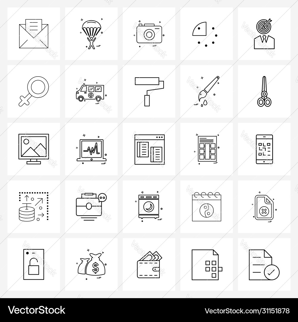 Set 25 line icon signs and symbols user Vector Image