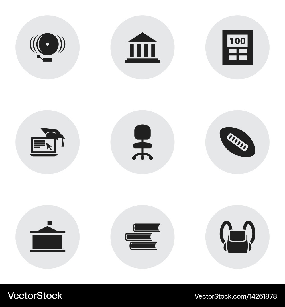 Set of 9 editable university icons includes Vector Image