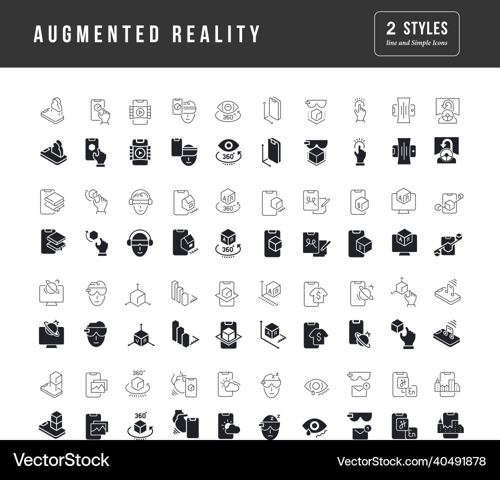 Set of simple icons augmented reality Set of simple icons augmented reality vector image