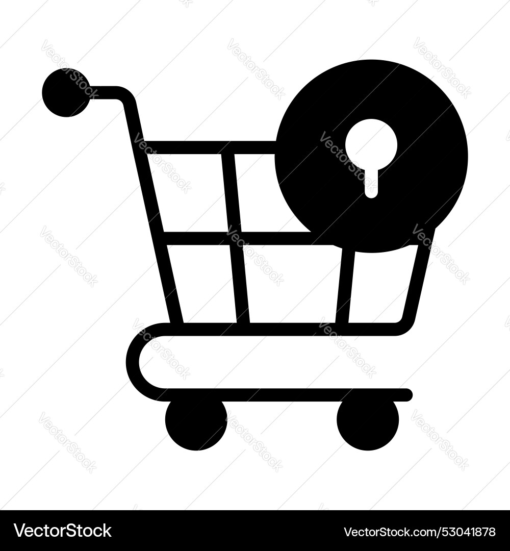 Shopping cart with lock secure security Vector Image
