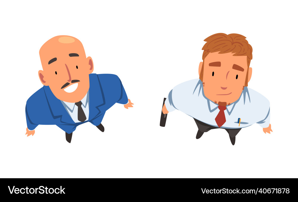 Smiling business man character looking up above Smiling business man character looking up above Vector Image