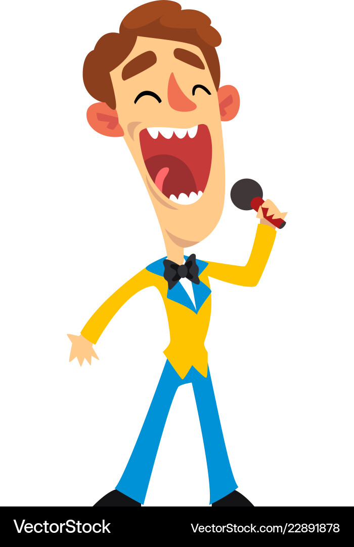 Smiling man with microphone host of the show Smiling man with microphone host of the show vector image