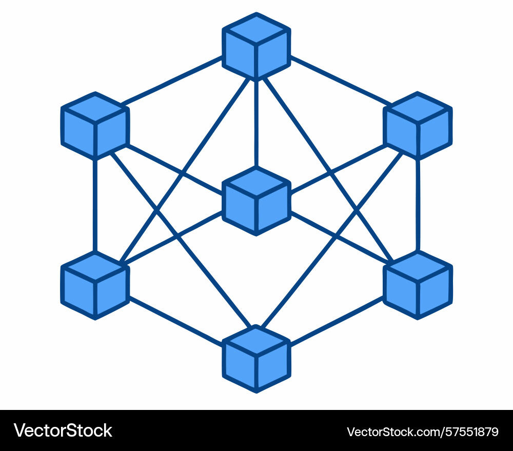 Abstract of connected cubes representing vector image