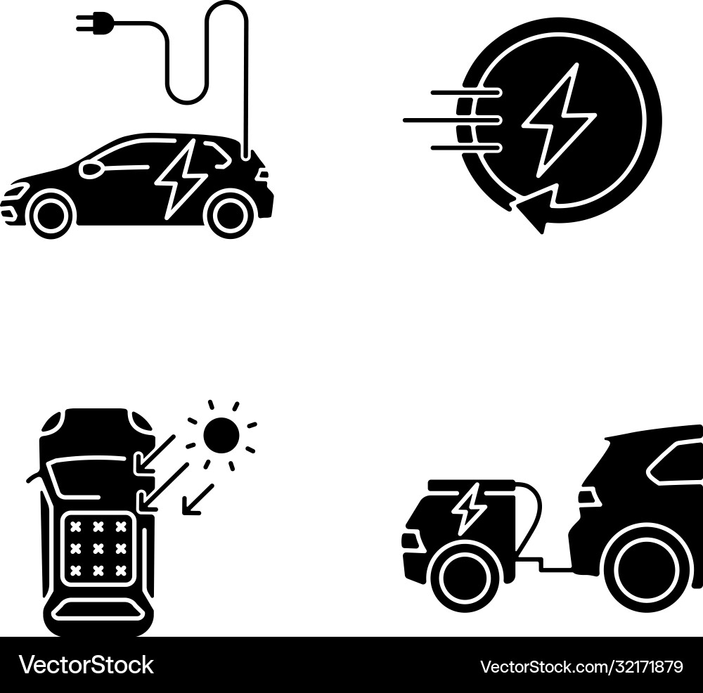 Alternative Energietransport schwarze Glyphen Icons Alternative Energietransport schwarze Glyphen Icons vektorbild