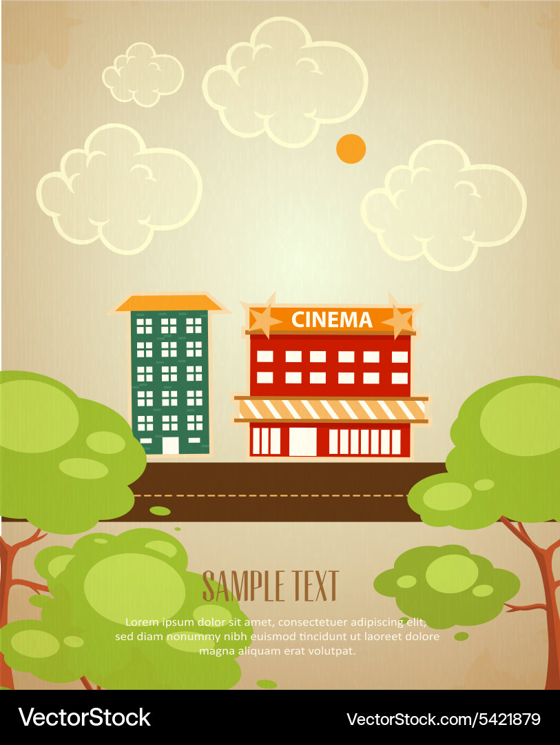 Background with building clouds and trees vector image