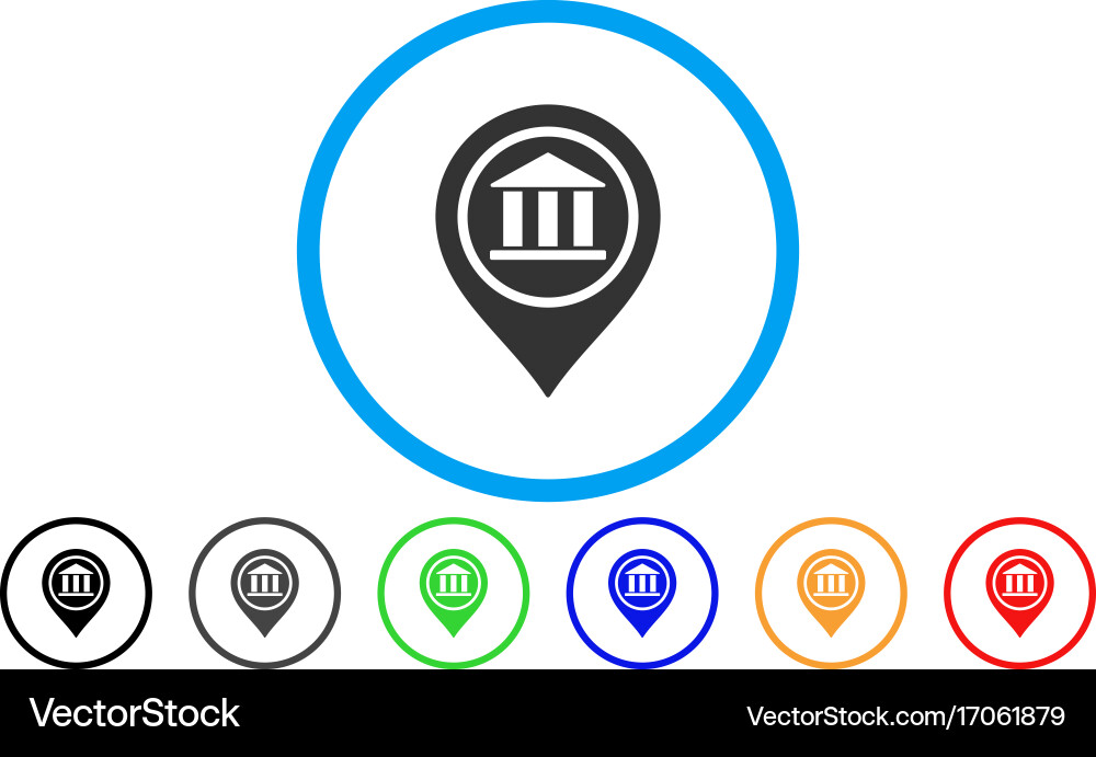 Bank map pointer rounded icon Vector Image
