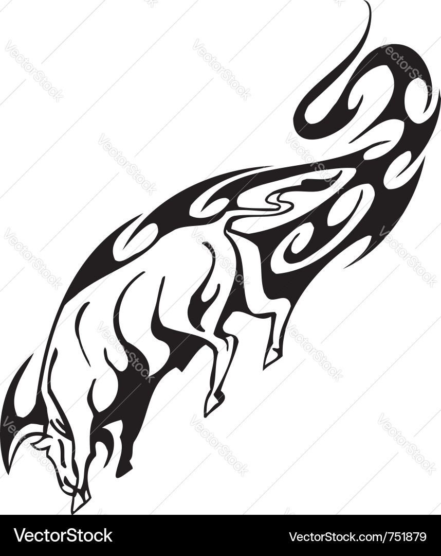 Bull in tribal style - image vector image
