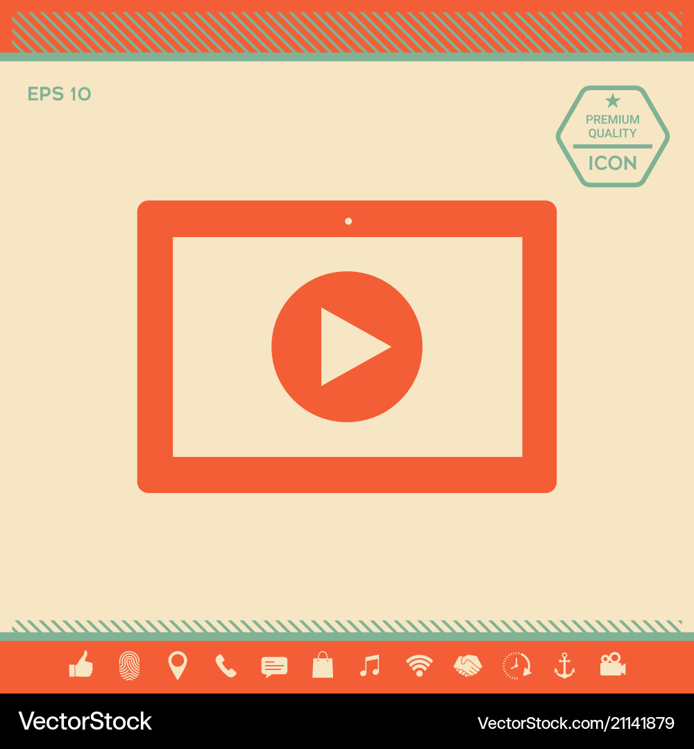 Computer tablet with play button icon Computer tablet with play button icon vector image