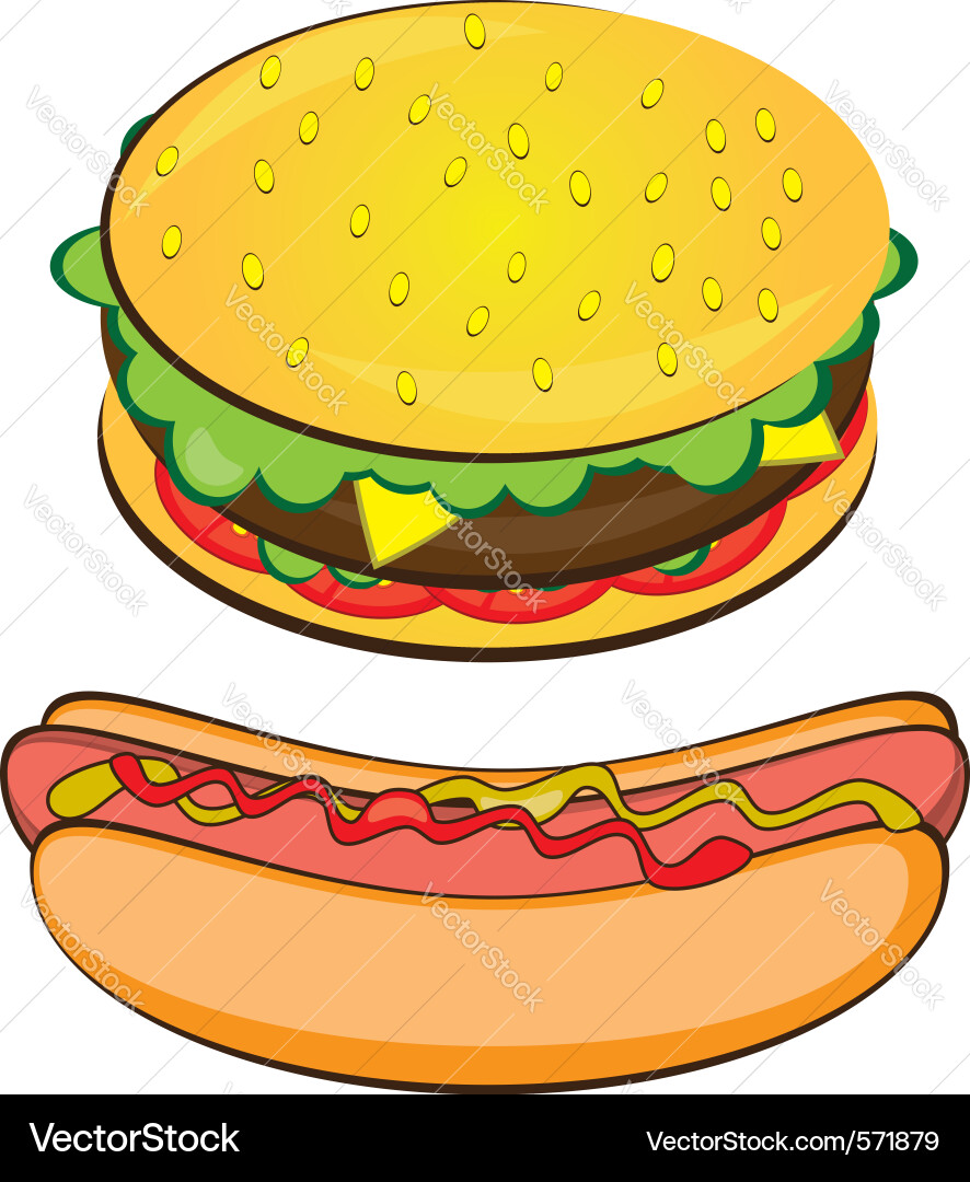 Delicious Hotdogs and Burgers Vector Image