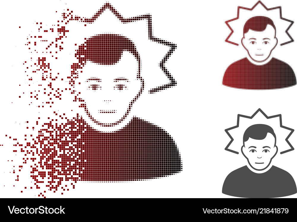 Dust pixelated halftone inventor idea icon Vector Image