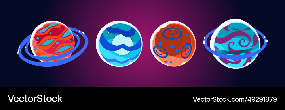 Fantasy alien planets for ui space game set Fantasy alien planets for ui space game set vector image