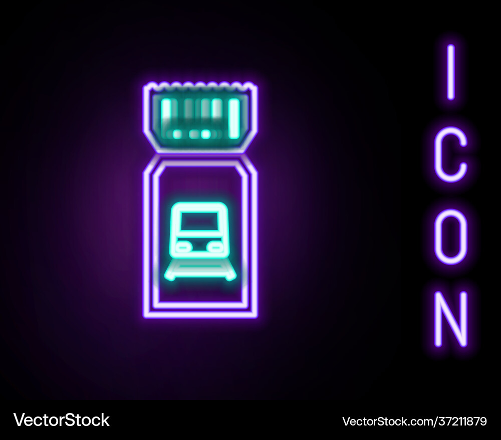 Glowing Neon Linie Zug Ticket Icon isoliert Glowing Neon Linie Zug Ticket Icon isoliert vektorbild
