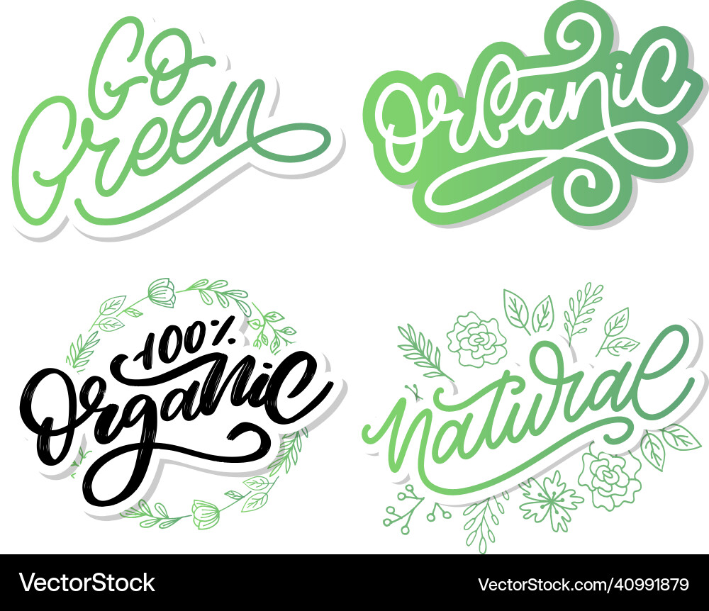 Go green set label trendy brush lettering Go green set label trendy brush lettering vector image
