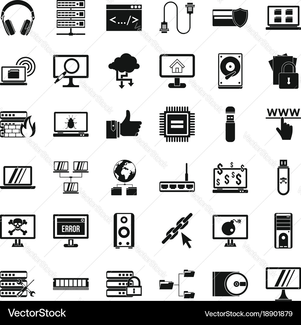 Internet icons set simple style vector image