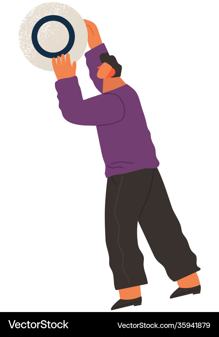 Man Organizing Circular Shape vector image