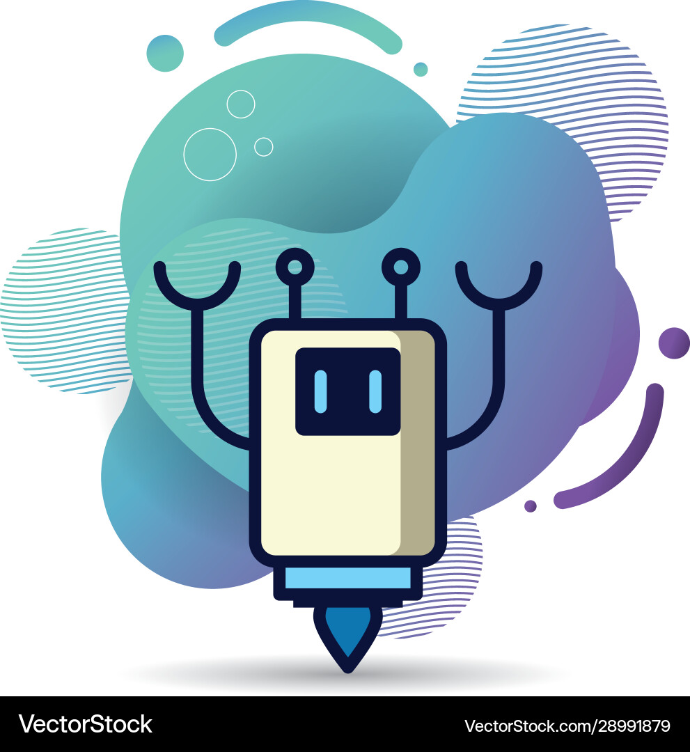 Robot floating technology isolated icon Vector Image