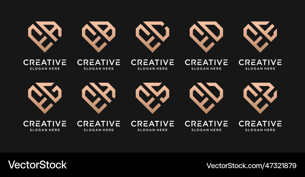 Set bundle monogram logo design template initial Set bundle monogram logo design template initial vector image