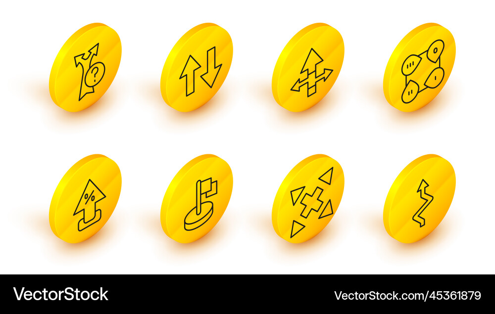 Set line arrow many ways directional flag Set line arrow many ways directional flag vector image