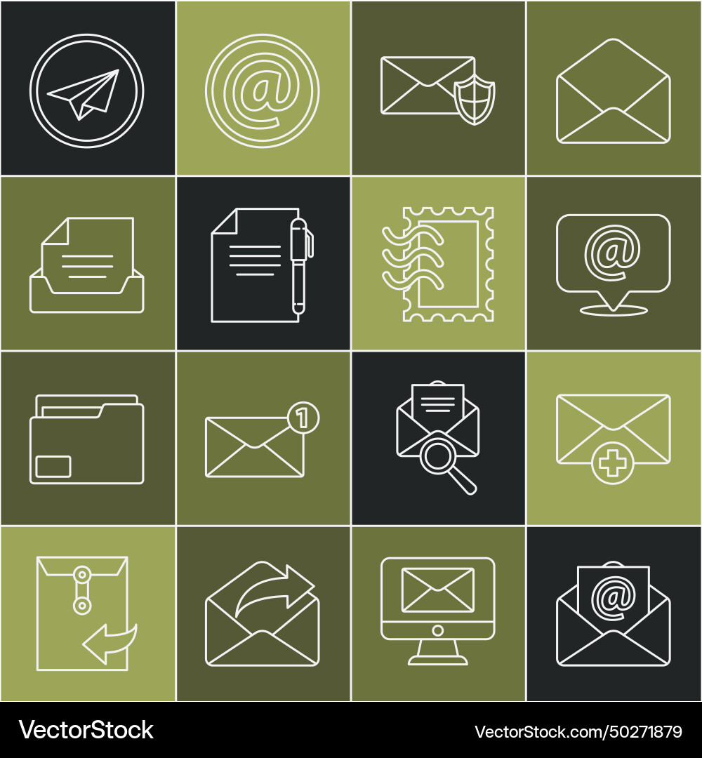 Set line mail and e-mail received message concept Set line mail and e-mail received message concept vector image