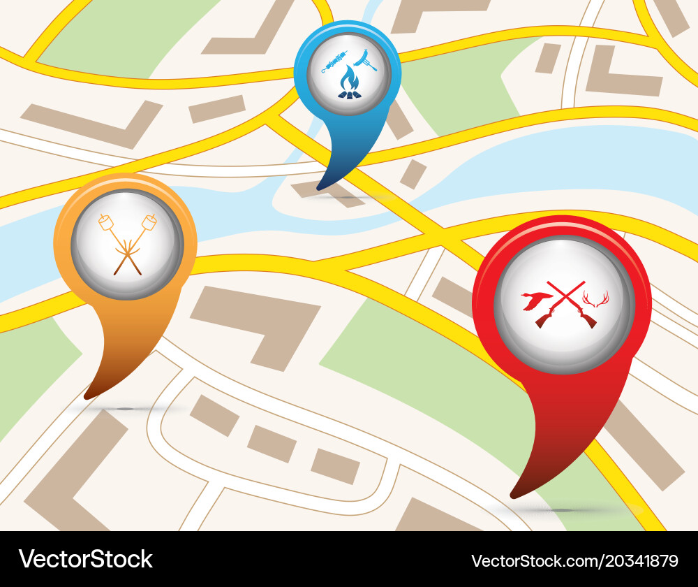 Set of tourism service map pointers vector image