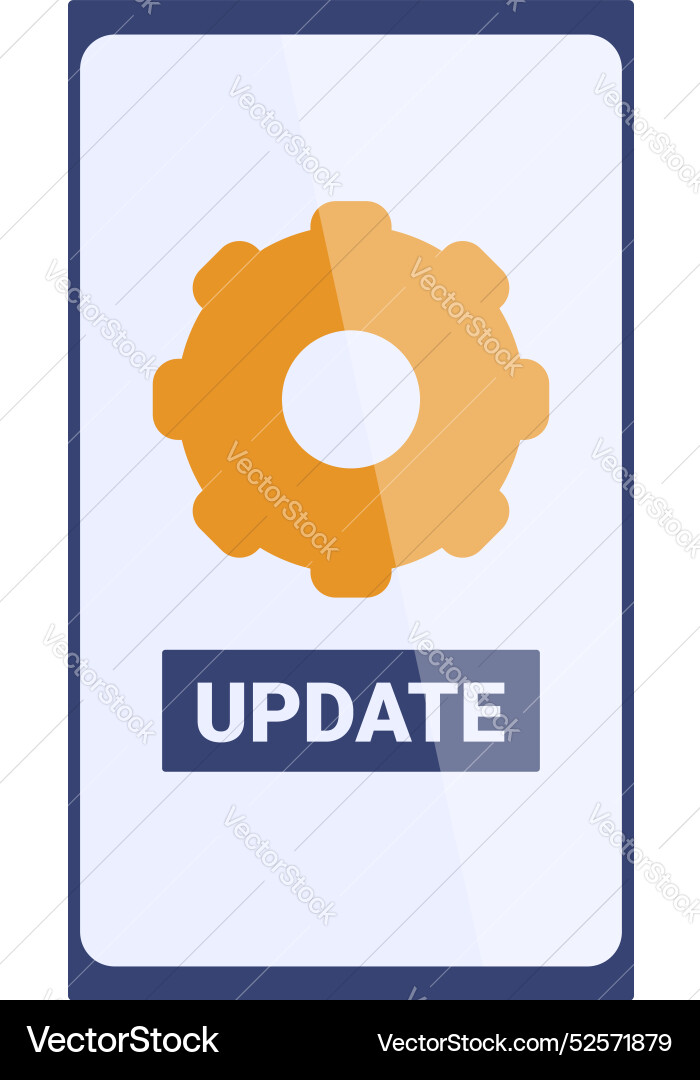 Smartphone is showing a system update with gear Vector Image