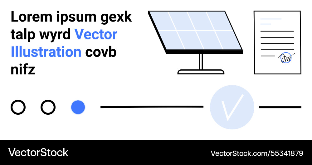 Solar panel and signed document with check mark vector image
