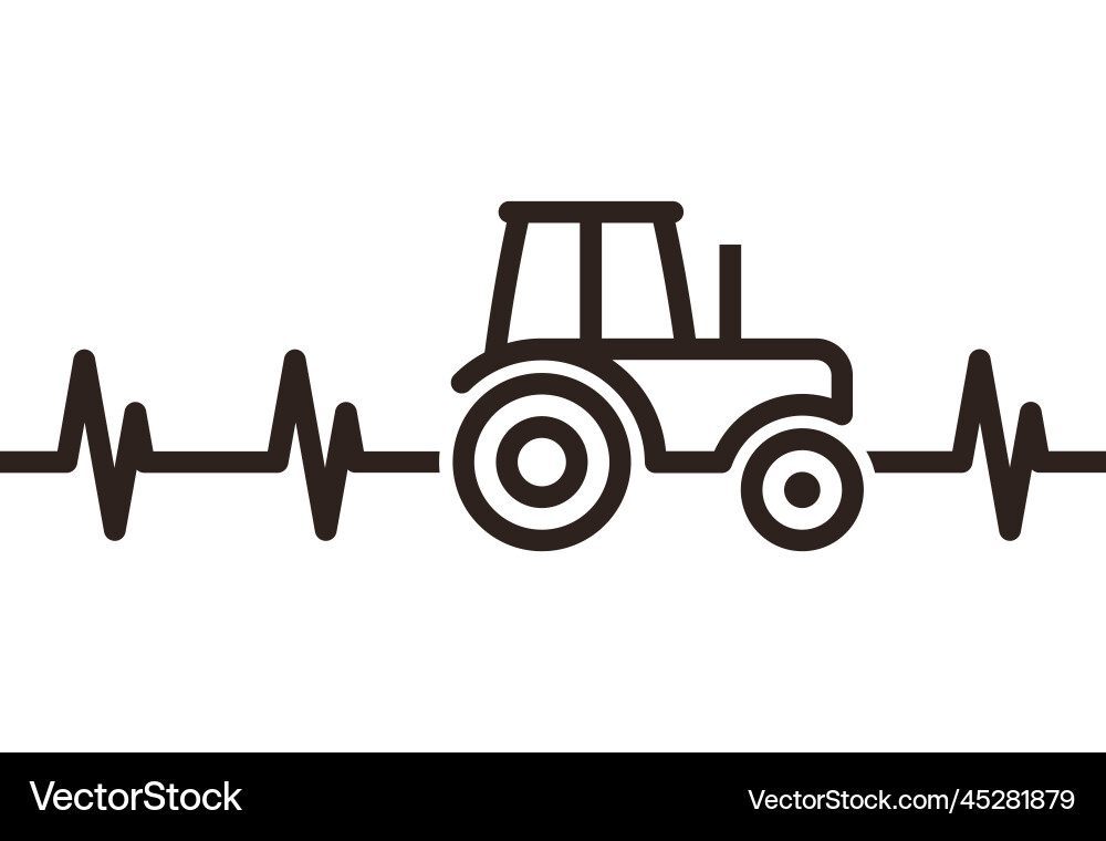 Tractor Heartbeat Symbol Vector Image