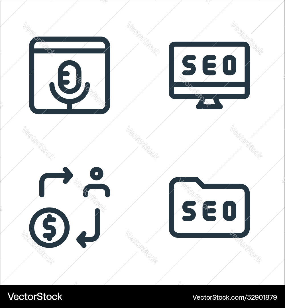 Web apps seo line icons linear set quality vector image