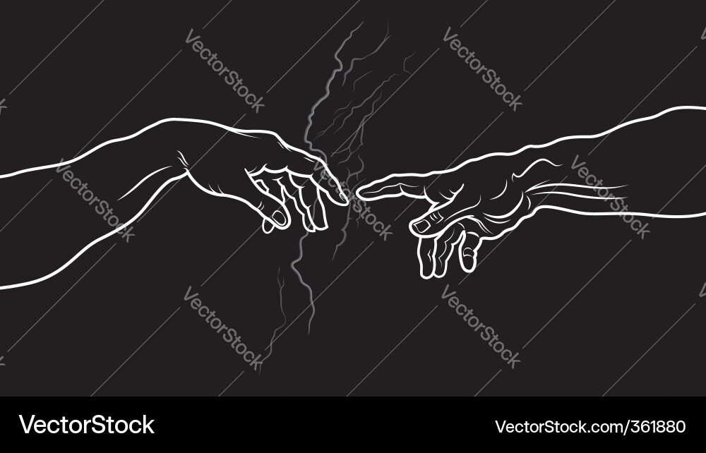Adam and God - Creation Fragment Vector Image