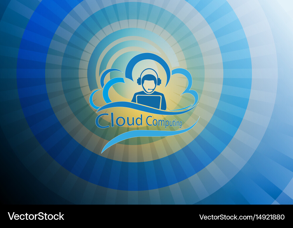 Blue background with computer cloud Vector Image