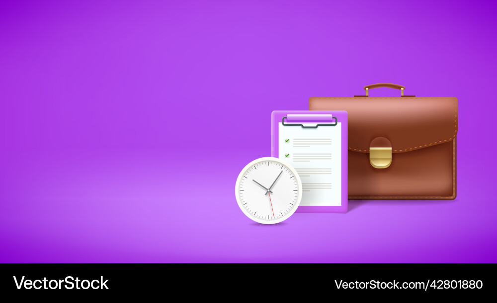 Briefcase with calculator calendar and clock time Vector Image