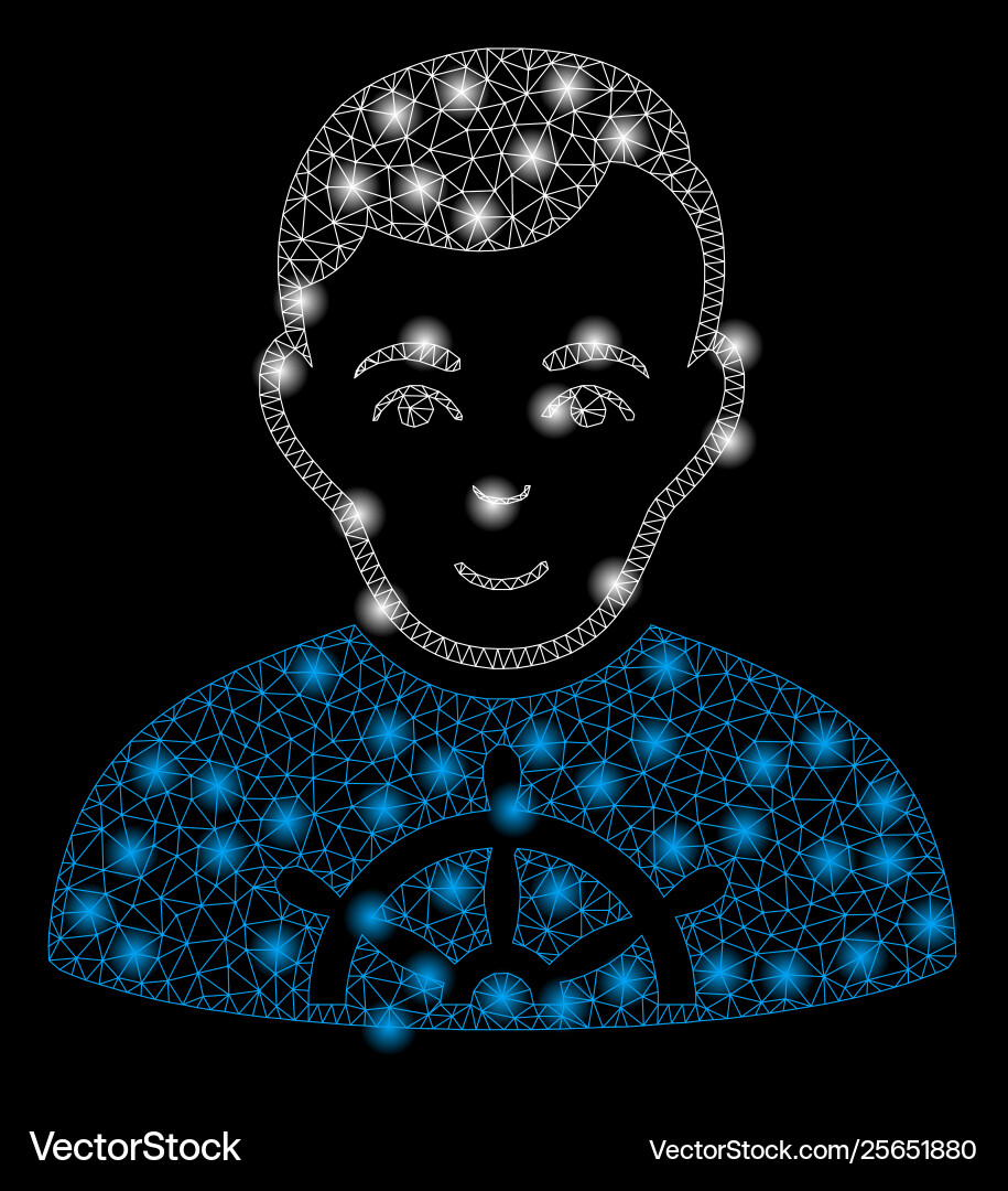 Bright mesh network captain with flash spots Bright mesh network captain with flash spots vector image