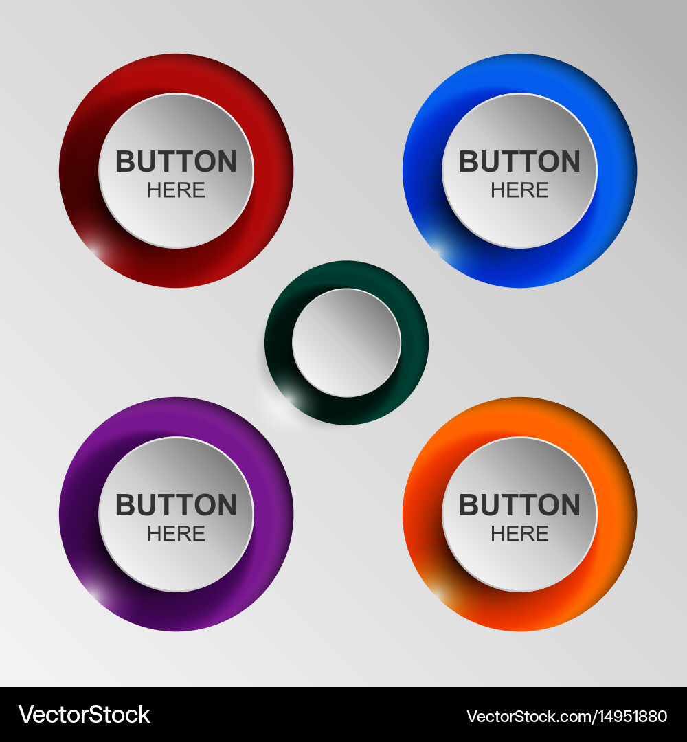 Button icons flat color shadow vector image
