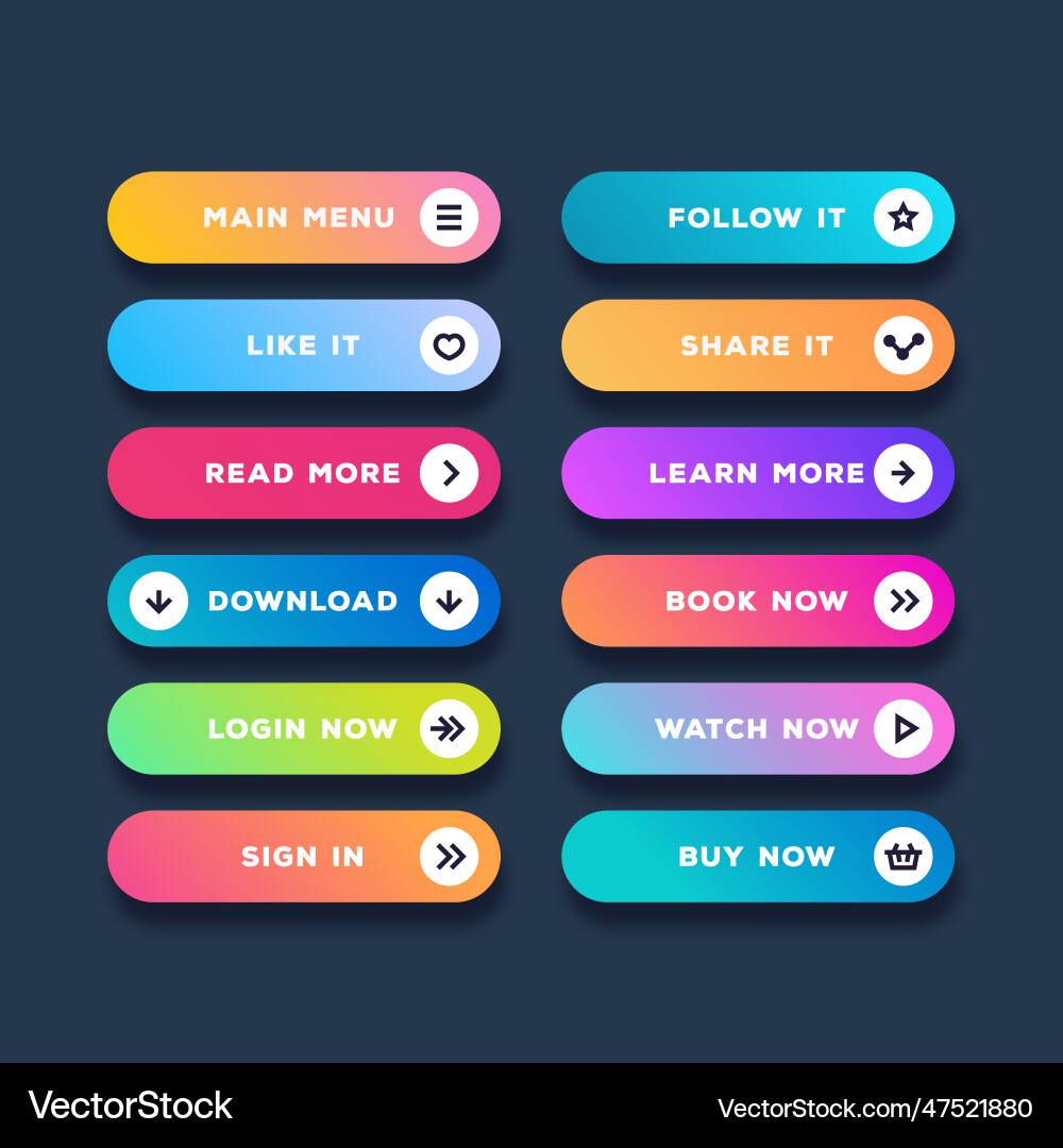 Button set modern gradient style Button set modern gradient style vector image