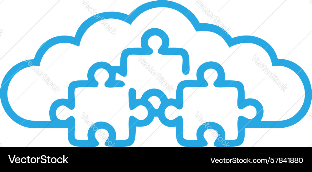 Cloud system interoperability puzzle icon design Vector Image