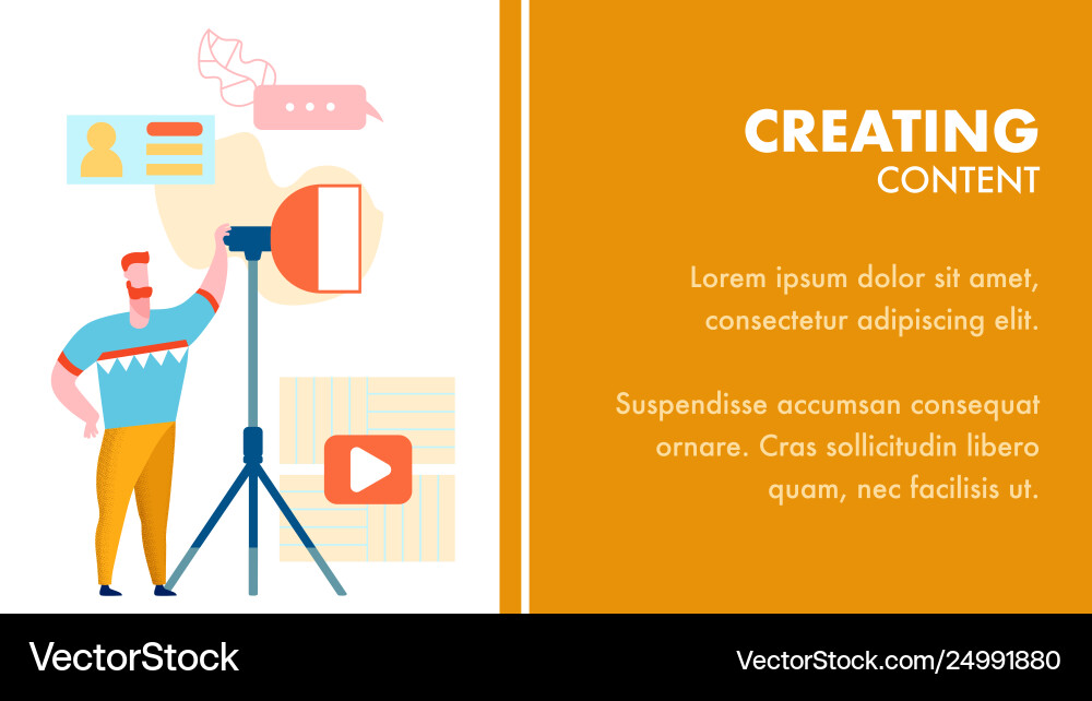 Creating video blog content banner template Creating video blog content banner template vector image