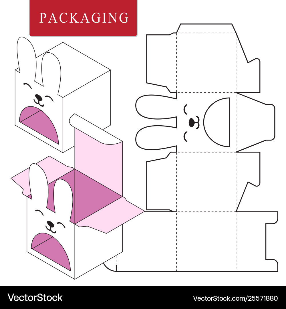 Cute Bunny Packaging Box Royalty Free Vector Image