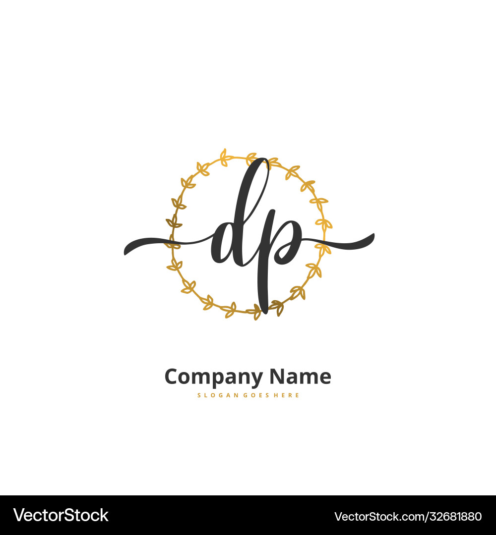 D p dp initial handwriting and signature logo D p dp initial handwriting and signature logo Vector Image